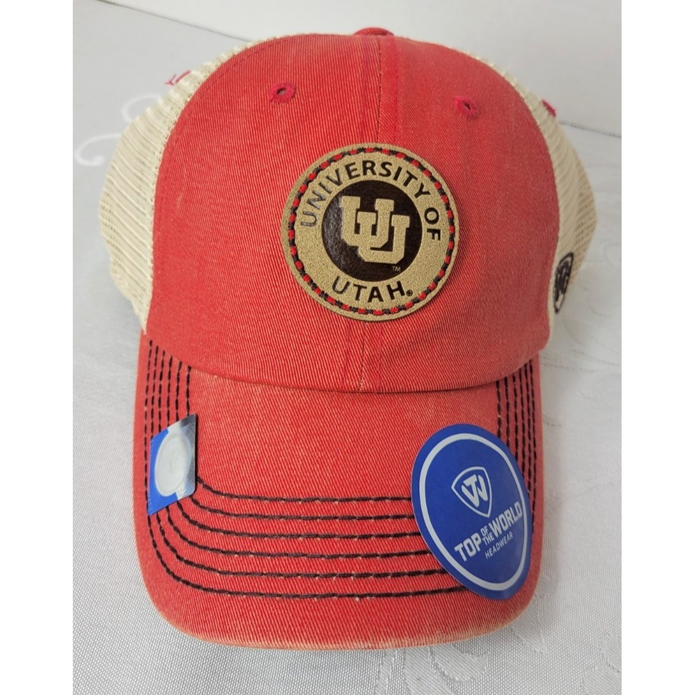 University of Utah‎ NWT Top Of The World Hat Cap Mesh Snapback Slouch Utes Red